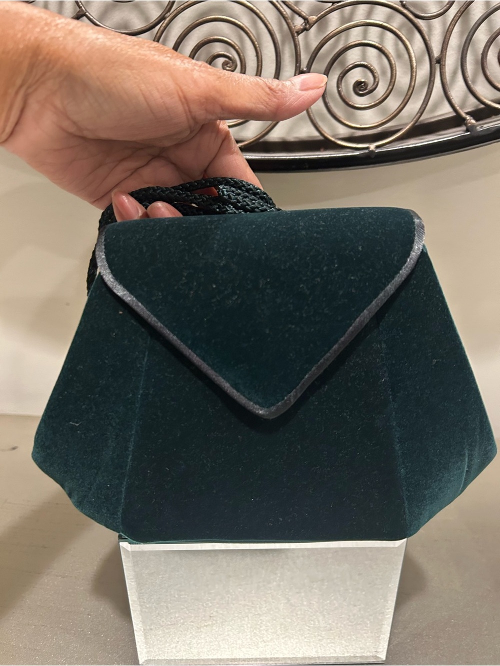 Velvet Mini Evening Bag in Deep Green